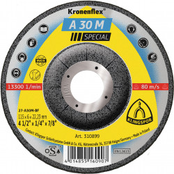 A 30 M grinding discs, 7 x 1/4 x 7/8 Inch depressed centre