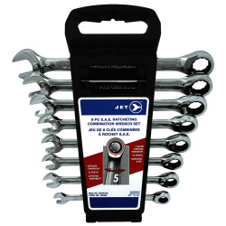 8 PC Long SAE Ratcheting Combination Wrench Set - *JET