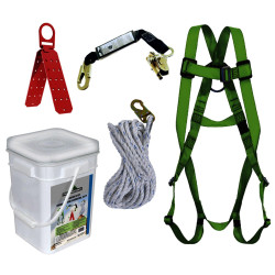 Compliance Roofer's Kit - Reusable Bracket - Integral ADP Rope Grab - 2' (0.6 m) SP Lanyard - 25' (7.6 m) - *PEAKWORKS