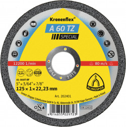 A 60 TZ cutting-off wheels, 5 x 3/64 x 7/8 Inch flat