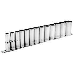 Chrome Socket Set - 1/2" - Deep 6 Point / 601313 *13 Pc TORQUE DRIVE®