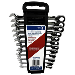 12 PC Long Metric Reversible Ratcheting Combination Wrench Set - *JET